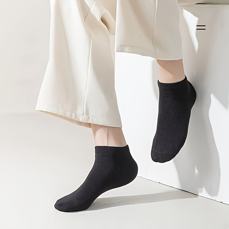 Men's Bulk Pack Low Cut Ankle Socks – Solid Color Breathable Sweat-Absorbing Sports Socks 20/40/60/80 Pairs Black White One-Size