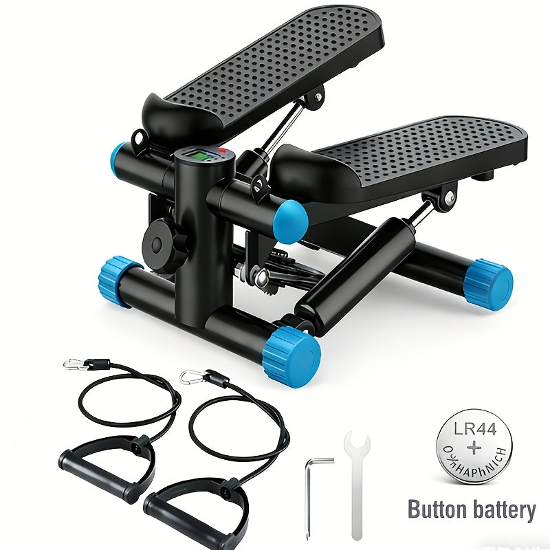 Mini Exercise Stepper Machine with Resistance Bands Portable Twist Stair Stepper Home Workout 300 lbs Full Body Cardio Trainer Blue Black Silver