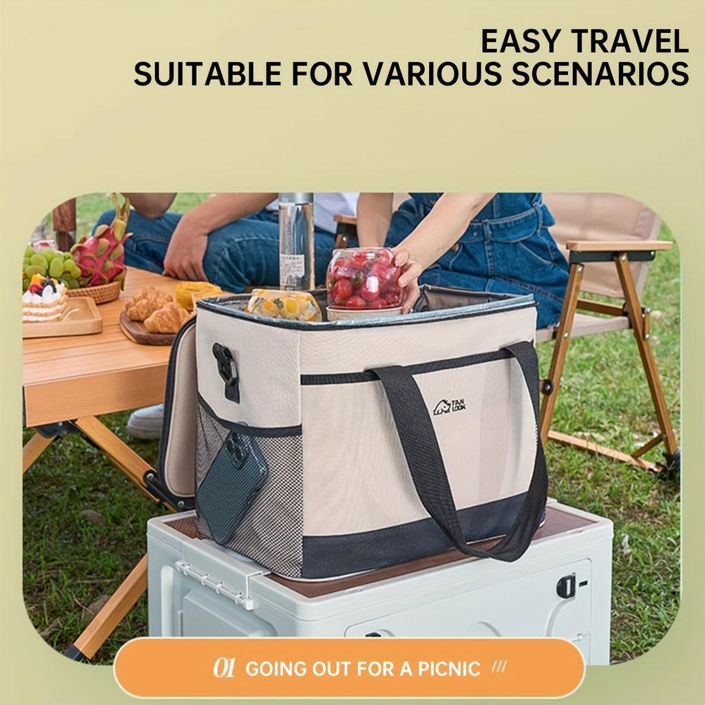 Insulated Cooler Bag Large Capacity Portable Lunch Bag for Camping Hiking Picnic Beach Car Travel Outdoor Food Storage