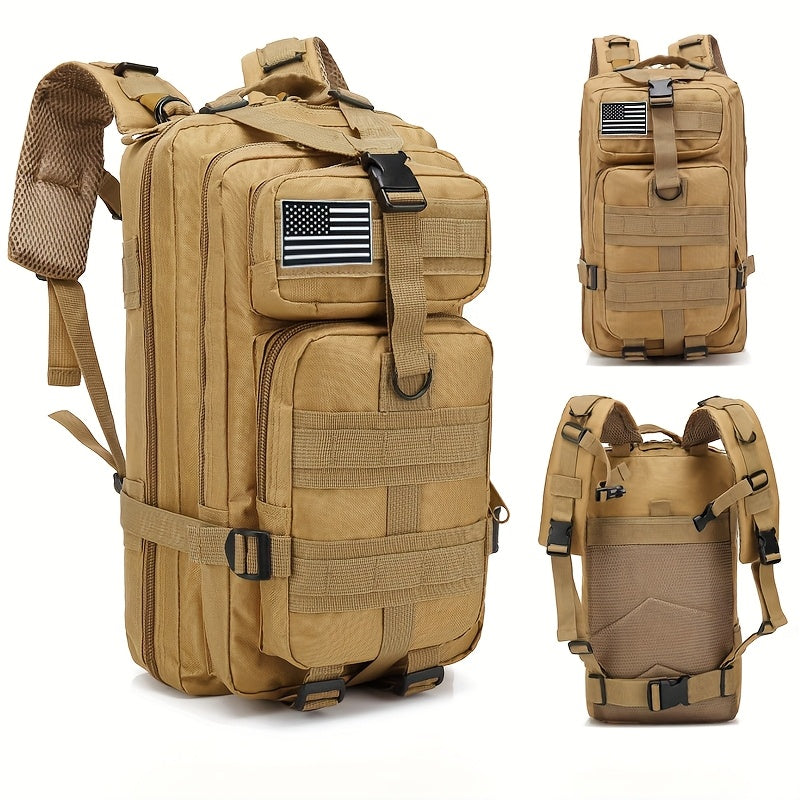 Hiking Backpack 21-25L for Men Women - Lightweight Outdoor Camping Mountaineering Climbing Backpack with Zipper - Multi-Functional Daypack for Hiking Trekking Travel - Khaki Black Army Green
