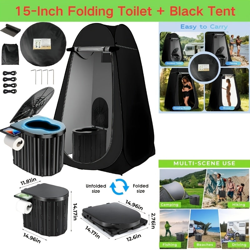 Portable Camping Toilet with Privacy Tent Pop Up Potty Shelter 12 Toilet Bags for Adults Outdoor Camping Travel Changing Shower