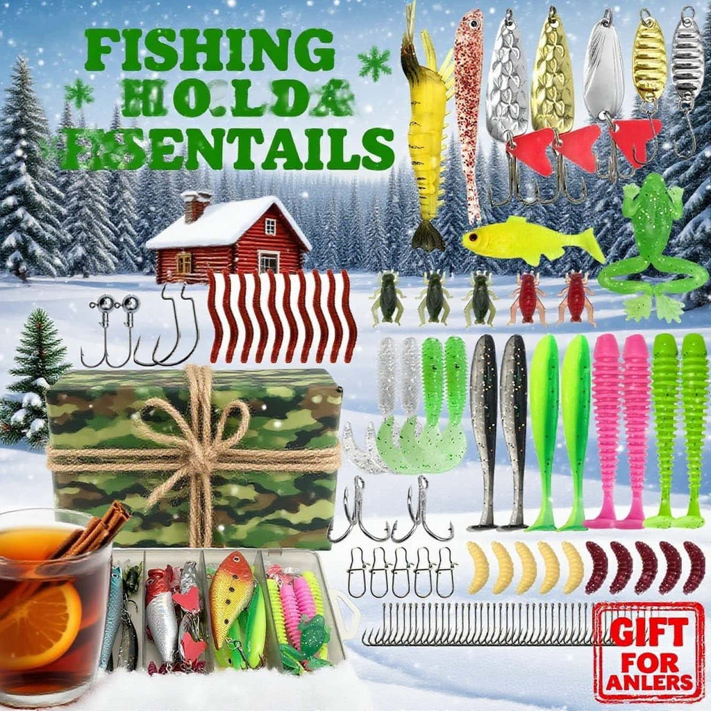 133-Piece Fishing Kit – Spinner Baits Wobblers Lead Jigs Sinkers Hooks & Storage Box Complete Freshwater Beginner Tackle Set for Bass Trout Carp