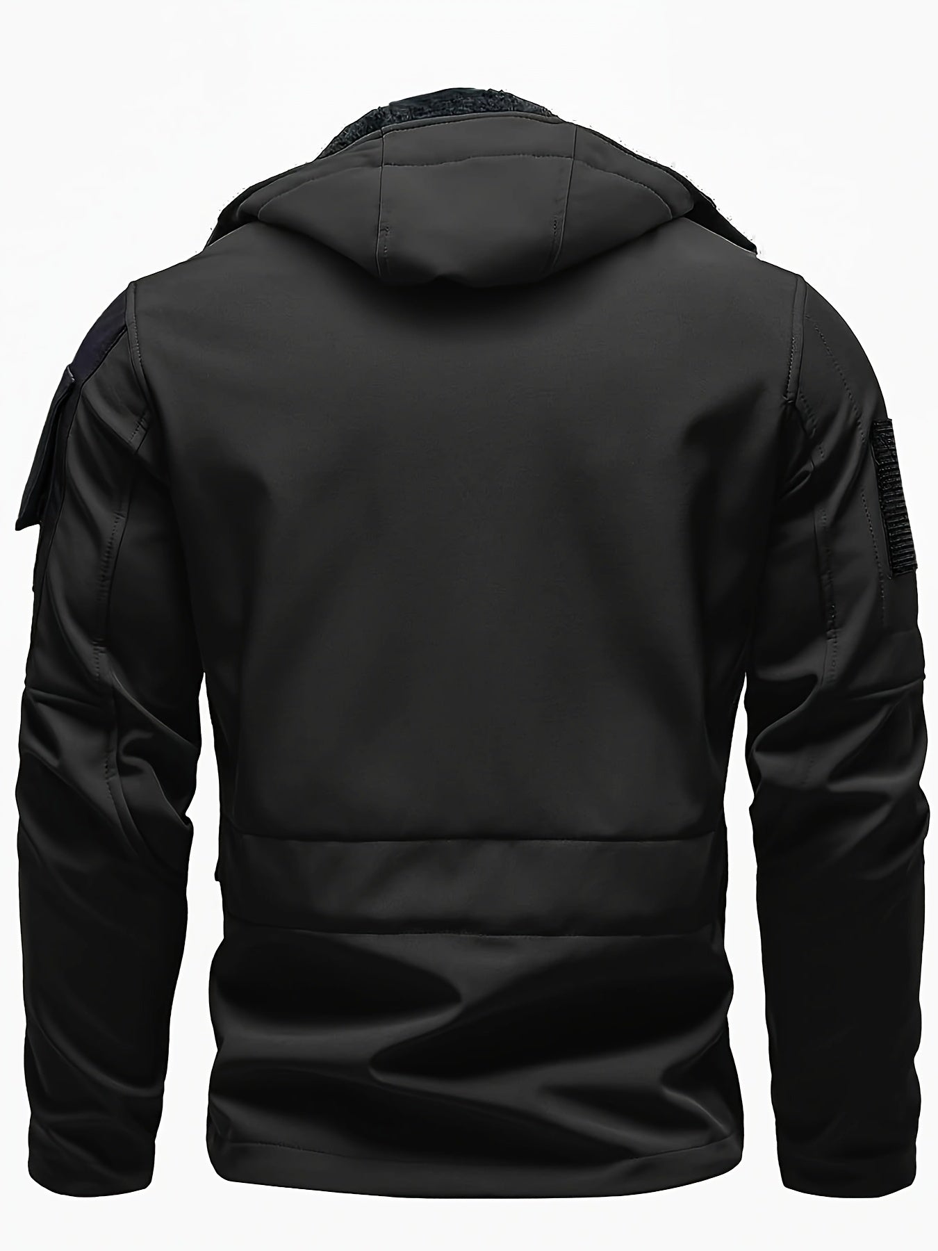 Men's Windproof Soft Shell Jacket with Hood & Pockets Scratch-Resistant Fleece-Lined Outdoor Zip-Up Coat for Hiking Cycling Camping – Lightweight Spring Fall Jacket for Men S M L