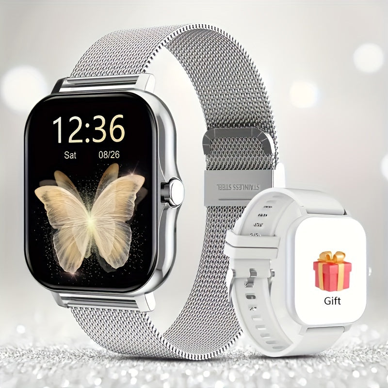Smartwatch Full Touch Screen Wireless Calling Multi-Sport Modes Music Control Magnetic Charging Compatible with iPhone Android Men Women Fashion Sports Watch