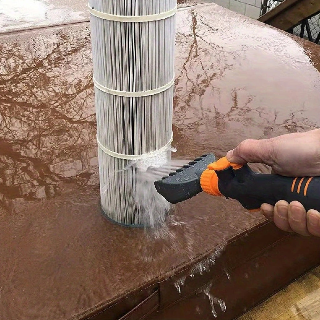 Pool & Spa Filter Cleaner Tool Heavy Duty Ergonomic Handle – Rapid Cartridge Cleaning for Swimming Pool Hot Tub Spa Compatible with Sand DE Cartridge Filters