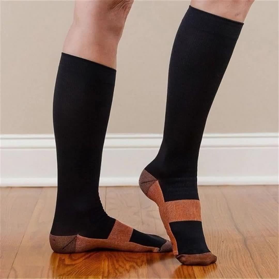 Copper Compression Socks 5 Pairs for Women & Men – Best for Running, Hiking, Cycling, Travel & Sport, Sizes S/M/L/XL/XXL, Black, All-Day Comfort & Circulation Support