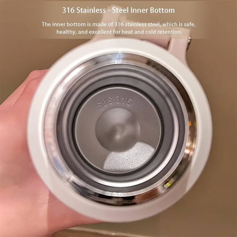 Insulated Water Bottle 600ml Stainless Steel Double Wall Leak-Proof Lid with Handle & Cleaning Brush – Vacuum Tumbler for Outdoor Hiking Camping Gym Travel
