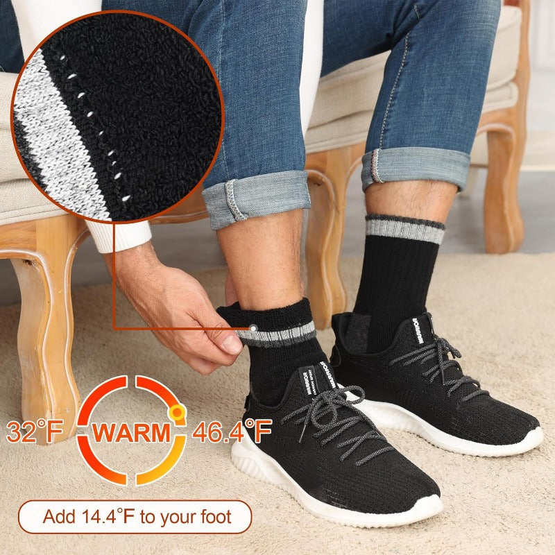 Wool Socks for Men 5 Pairs Extra Thick Thermal Winter Crew Socks Heavy Duty Cold Weather Boot Socks Size 7-13 Multicolor Gift Set