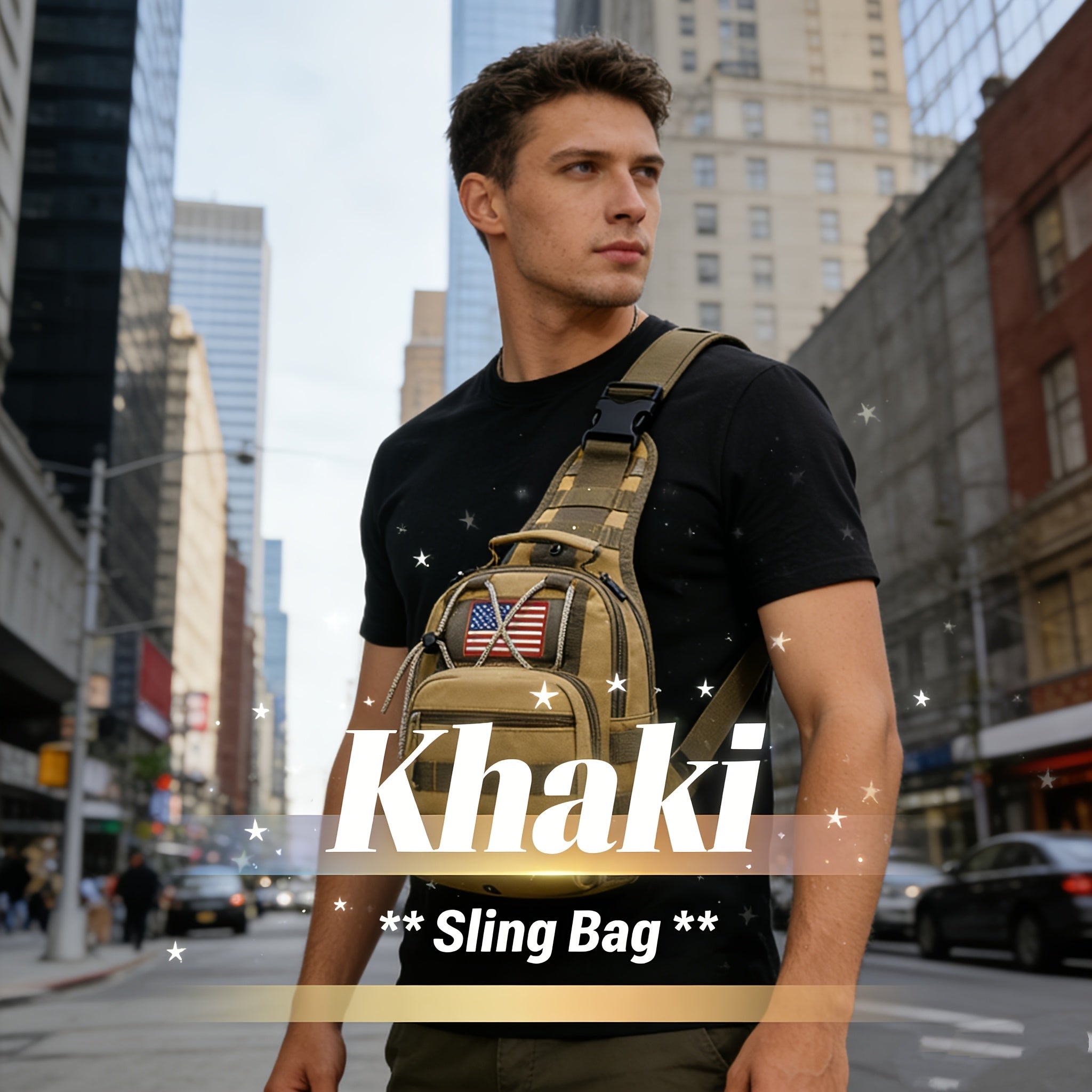 Men's Sling Bag Lightweight Crossbody Chest Pack, Multi-Pocket Shoulder Bag with Adjustable Strap for Cycling Hiking Travel EDC, Compact Outdoor Daypack for Men
