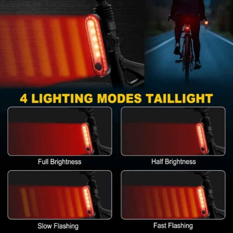 USB Rechargeable Bike Light Set Ultra-Bright Front and Rear – Type-C Fast Charge Aluminum Alloy Bicycle Lights 6 Front Modes 4 Rear Modes for Night Riding Commuting Camping Safety