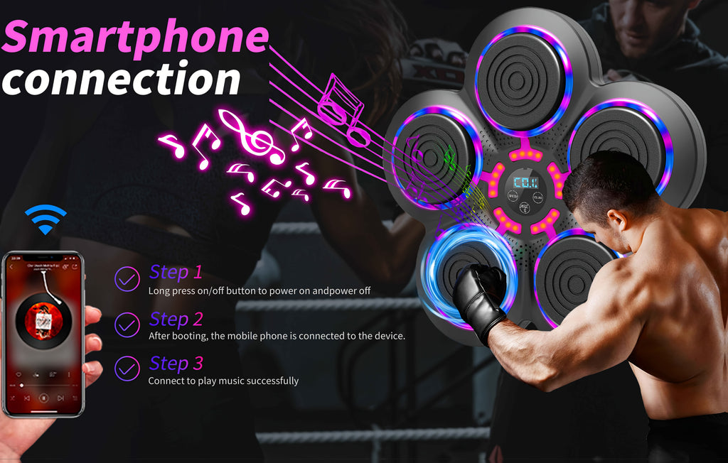 Music Boxing Machine Wall Mounted Smart Electronic Target – USB Rechargeable Wireless Fitness Striking Trainer for Home Gym Adults