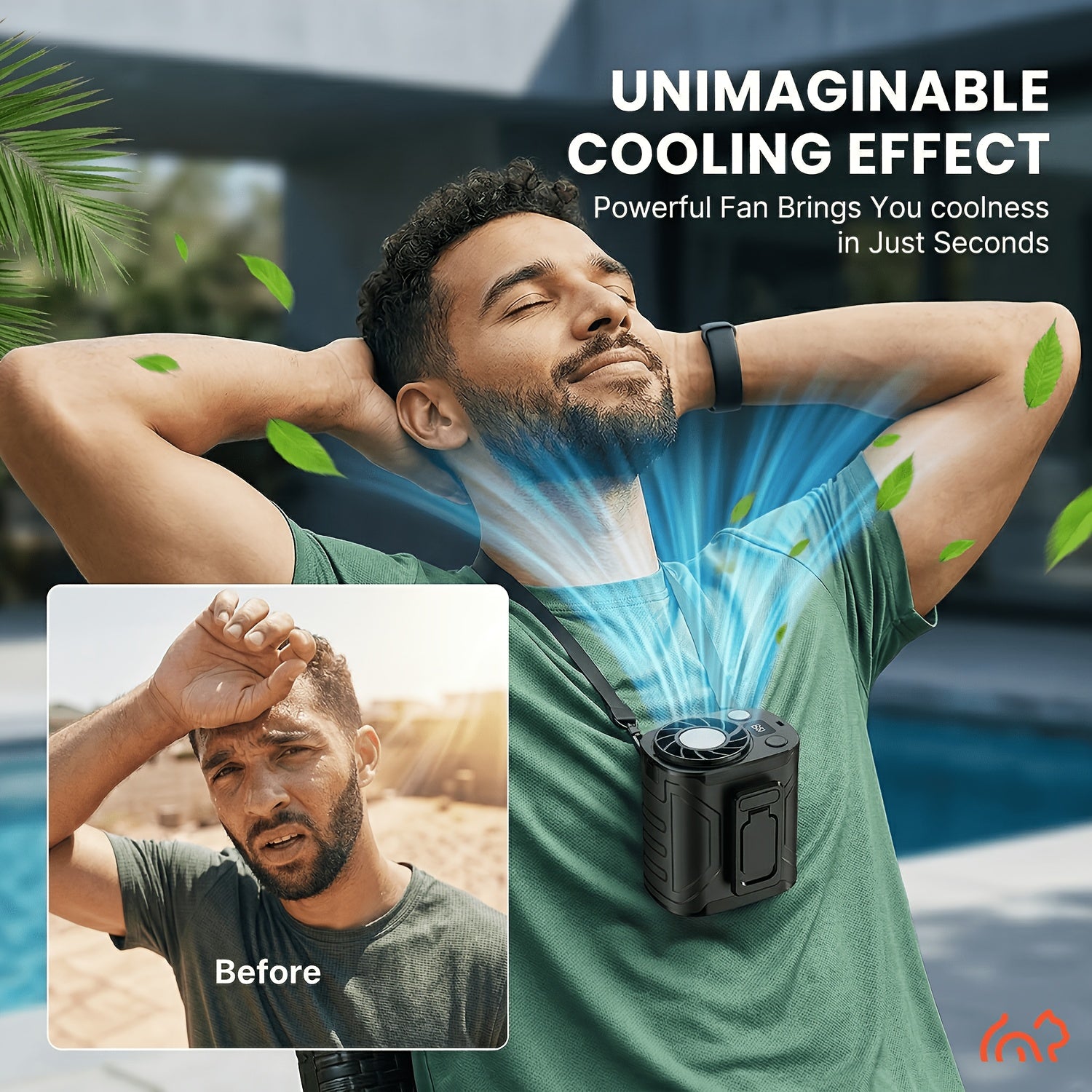 Portable Neck Fan Waist Fan 18000RPM Brushless Motor 199 Speed Settings 5000mAh Battery LED Power Display Outdoor Camping Fishing Hiking Work
