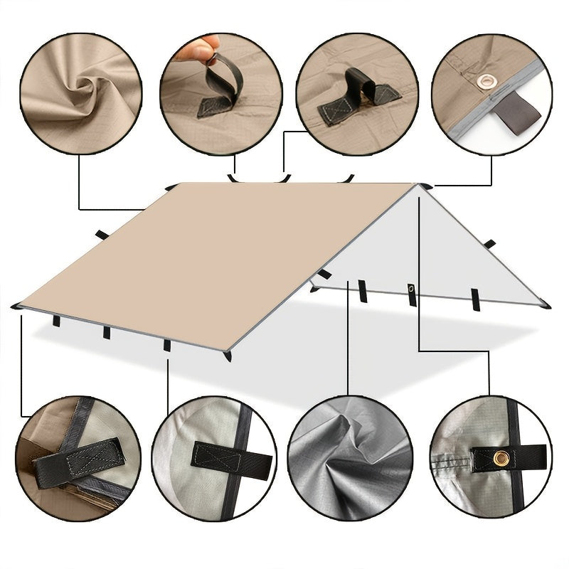 Camping Sunshade Tarp 6-Person Multi-Function Sun Shelter with 19 Hanging Points – Lightweight Canopy for Hiking Mountaineering Travel Parties & All-Season Tent Shade