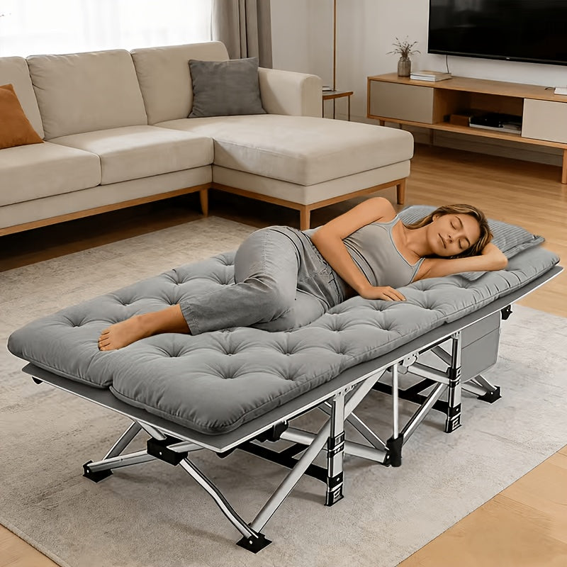 Folding Camping Cot Heavy Duty 500-700 LBS – Extra Large 75-Inch Portable Guest Bed with Mattress, Ergonomic Sturdy Frame for Camping, Hiking, Patio, Home & Outdoor Use