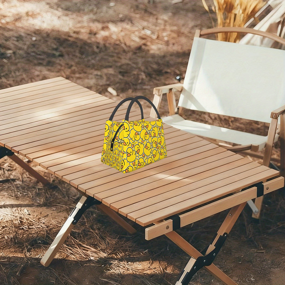 Yellow Duck Insulated Lunch Bag Cooler Tote 11x6.3x6.7 In – Cute Duck Pattern Portable Reusable Thermal Bag for Kids Adults Office Camping Picnic Beach