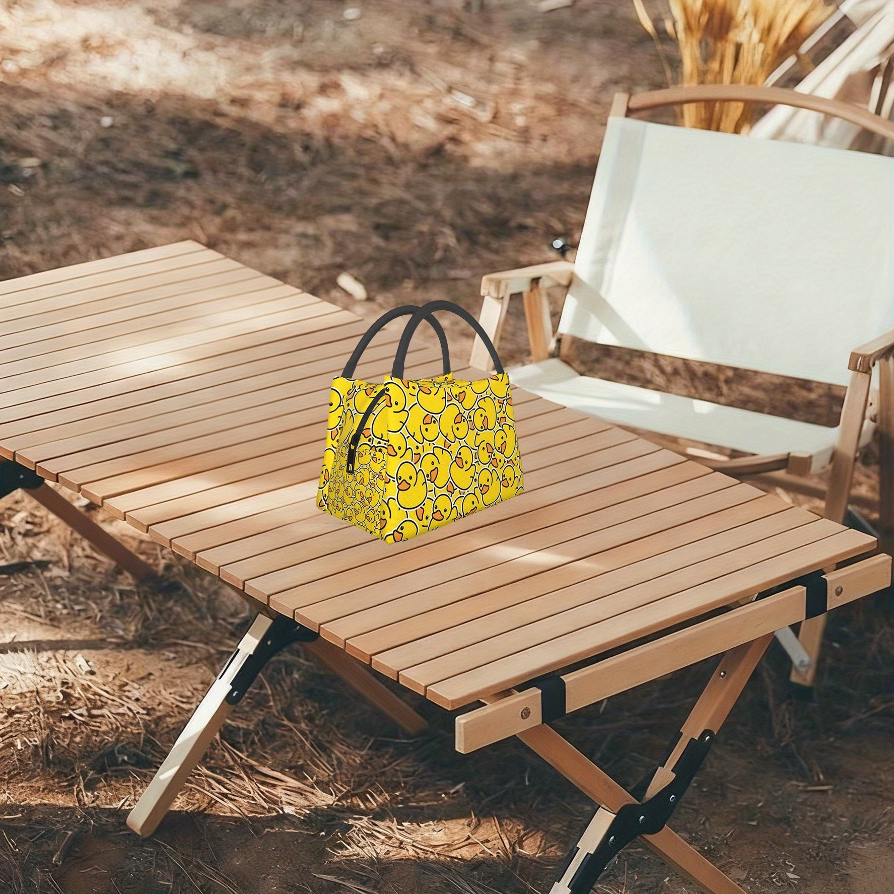 Yellow Duck Insulated Lunch Bag Cooler Tote 11x6.3x6.7 In – Cute Duck Pattern Portable Reusable Thermal Bag for Kids Adults Office Camping Picnic Beach