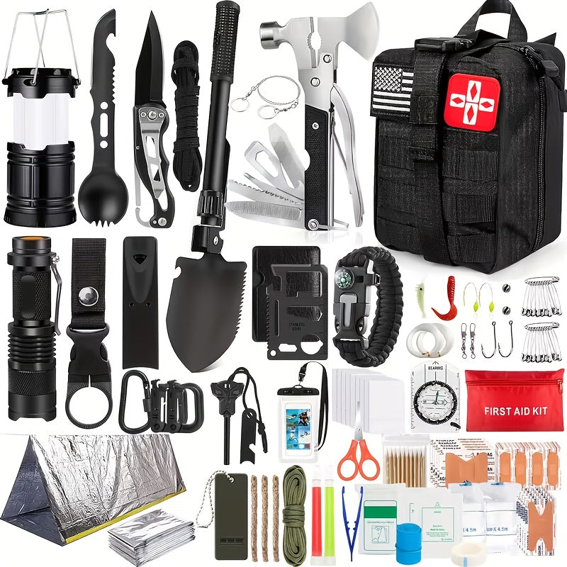 258-Piece Survival Gear Kit – Professional Outdoor Emergency Set with Fire Starter, Compass & Multi-Tools for Camping, Hiking, Backpacking | Best Gift for Men, Dad & Husband