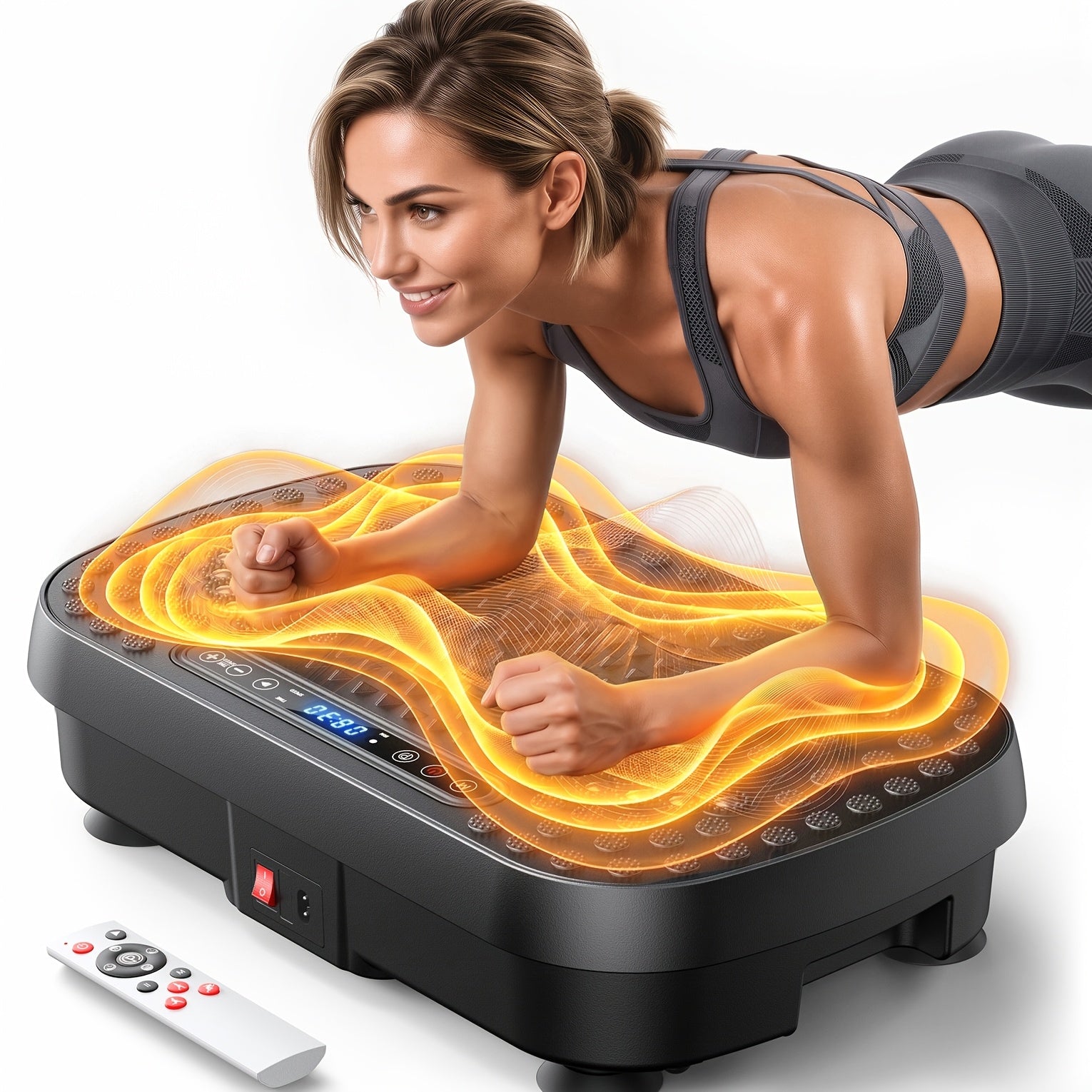 Vibration Plate Whole Body Workout Machine – Silent Motor Adjustable Speed Lymphatic Drainage Fitness Platform Home Gym White Black
