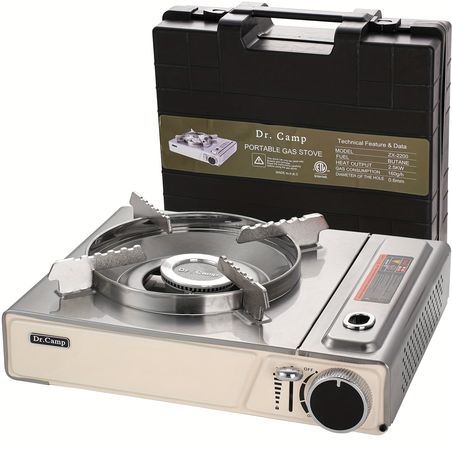 Portable Butane Camp Stove with Piezoelectric Ignition & Safety Lock - Compact Lightweight Camping Gas Stove with Overpressure Protection & Sturdy Base for Camping, Hiking, BBQ, Kitchen & Emergency Use