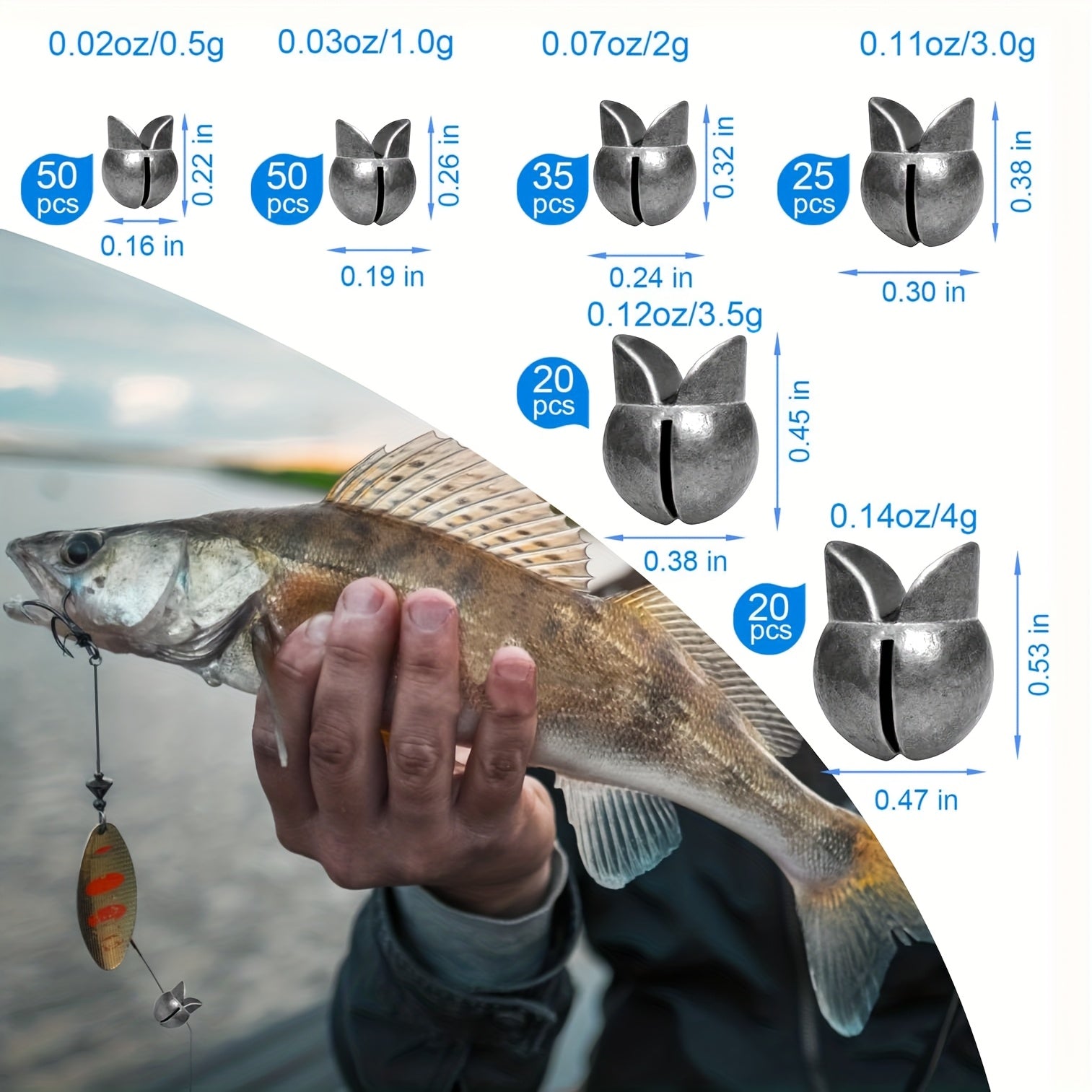 Fishing Weights Sinkers 200PCS Split Shot Sinkers Round Removable Fishing Sinkers Set 6 Sizes Carp Coarse Ice Lure Fly Fishing Tackle Accessories