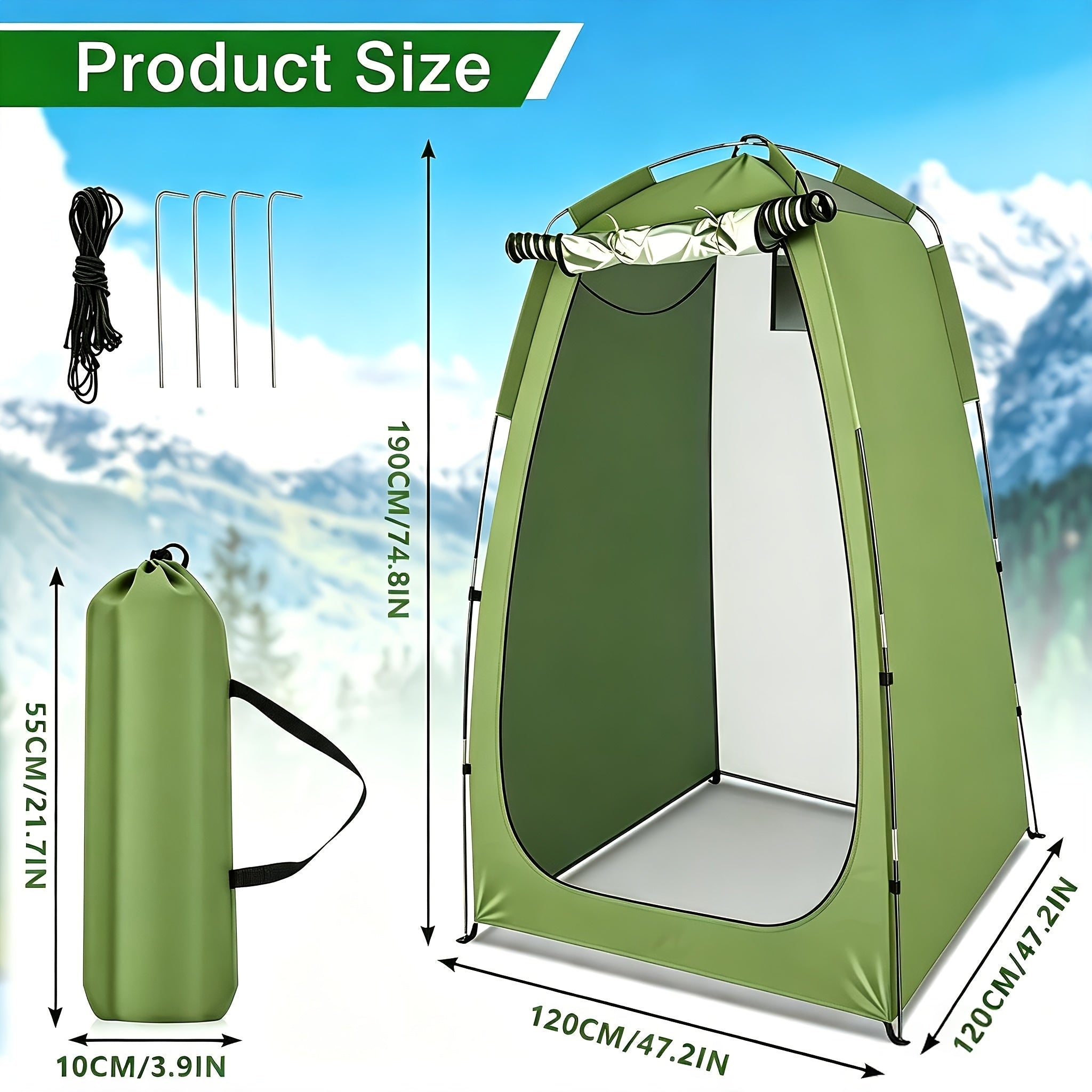 Portable Privacy Shower Tent for Camping – Outdoor Changing Room, Toilet Shelter & Shower Enclosure for Hiking, Beach, Backpacking & Campsite Use