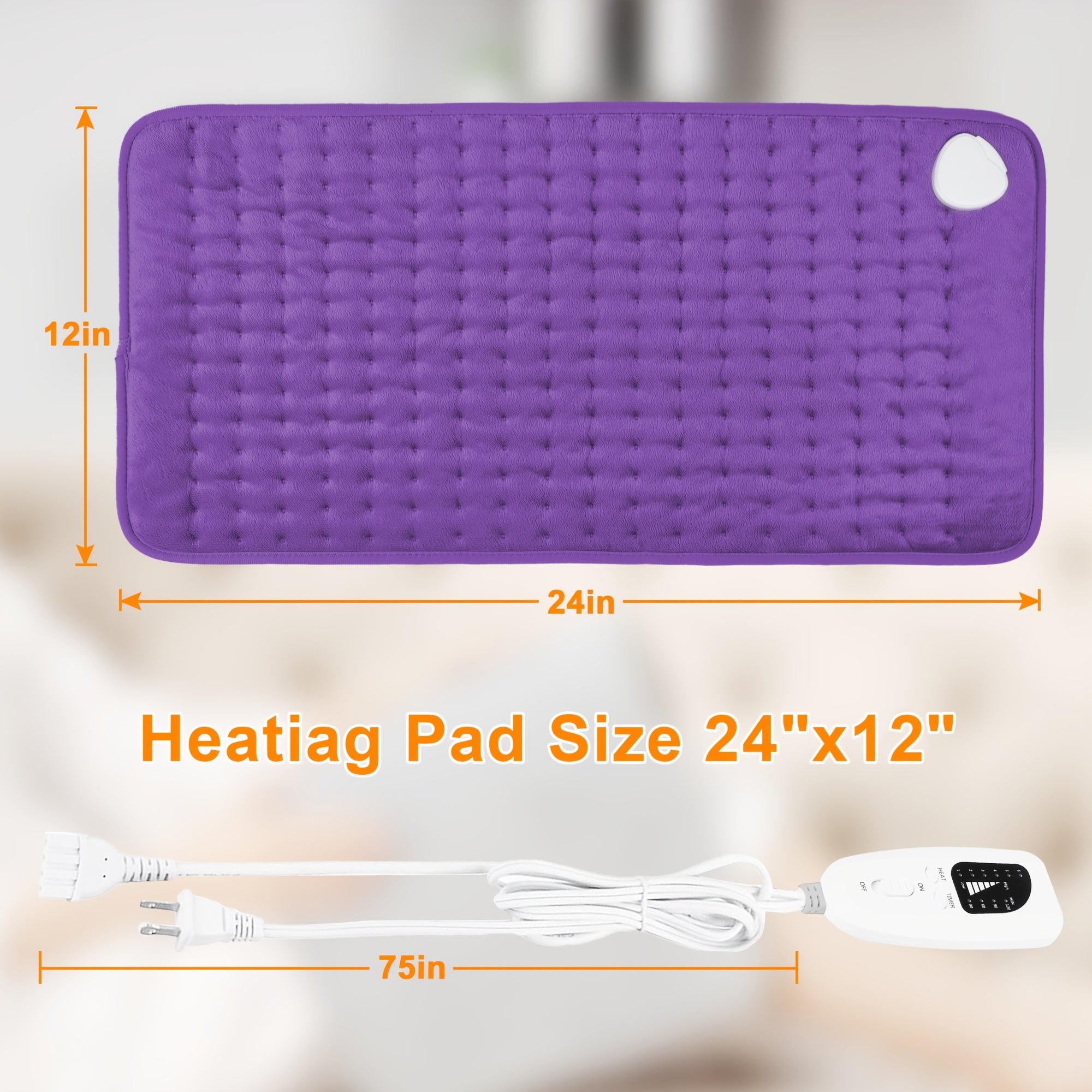 Electric Heating Pad Extra Large 24x12 – 6 Heating Levels Up to 140°F, Auto Shut-Off, Machine Washable, Portable Pad for Back, Neck, Shoulder, Knee & Leg Pain Relief | Holiday Gift for Parents