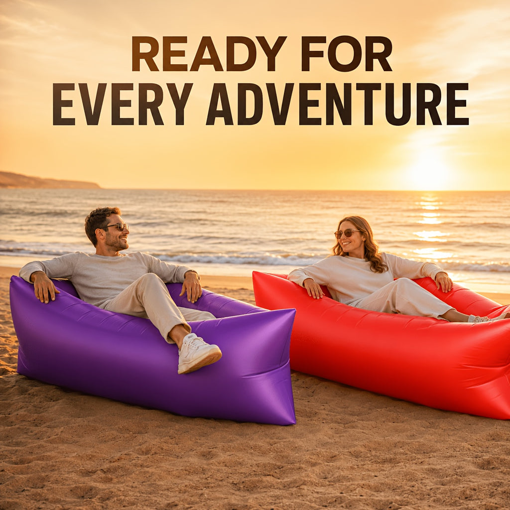 Inflatable Lounger Sofa Bed 1-Person Portable Foldable Air Cushion with Storage Bag for Camping Beach Outdoor Relaxation 6 Colors