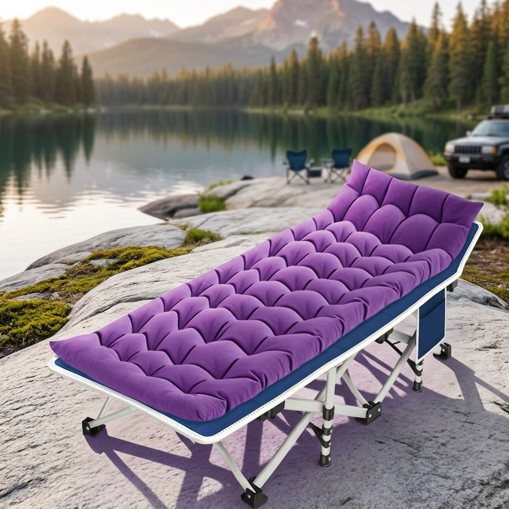 XXL Oversized Camping Cot 32-Inch Wide with Comfortable Mattress – Extra Wide Heavy-Duty Folding Cot for Adults, 1200D Oxford Cloth, Carry Bag Included, Camping Lounge Chair Option