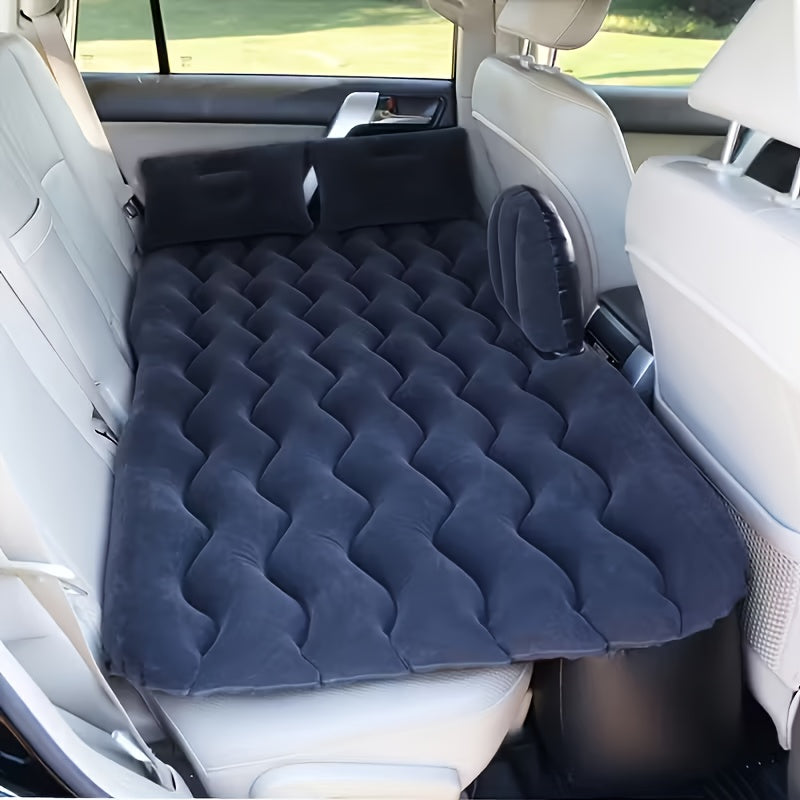SUV Air Mattress Inflatable Car Bed Portable Camping Travel Flocked Blow Up Mattress for SUV Trunk with Storage Bag Repair Kit Blue Black Beige Gray