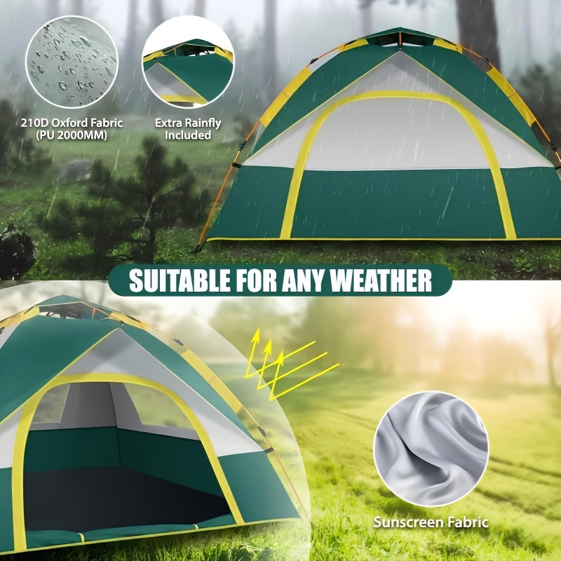 SKYNEST Instant Setup Camping Tent 1-4 Person All Season with Dual Doors & Mesh Windows – Windproof Lightweight Pop Up Tent for Camping Hiking Hunting