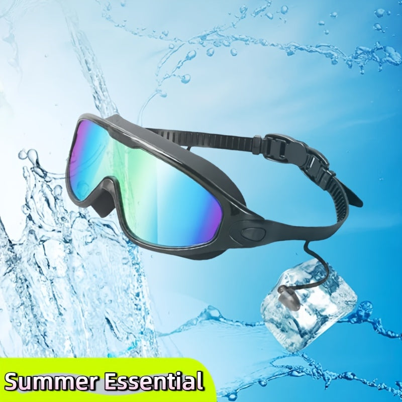 Anti-Fog Swim Goggles 2 Pack with Earplugs Nose Clip Waterproof Bag UV Protection Swimming Goggles Men Women Teens Outdoor Pool Water Sports Gift