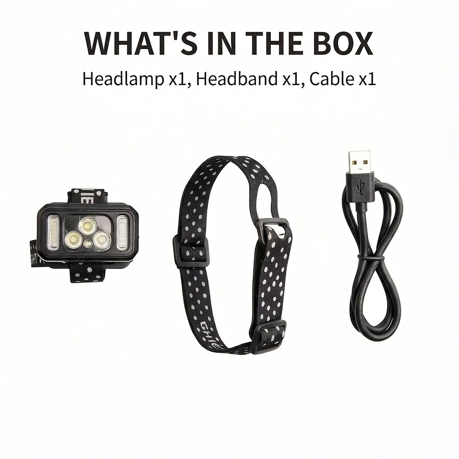 LED Headlamp 1200 Lumen Rechargeable 8 Modes with Red Light Sensor Headlight for Camping Hiking Fishing Cycling Emergency Work Light
