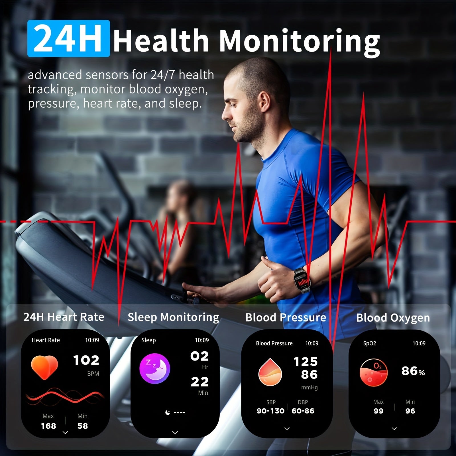 Smartwatch with 2.1" HD Full-Screen Display – 123+ Sports Modes, Bluetooth 5.3, Wireless Calls, AI Voice, 400mAh Battery, Fitness Tracker for Men & Women, 3 Colors