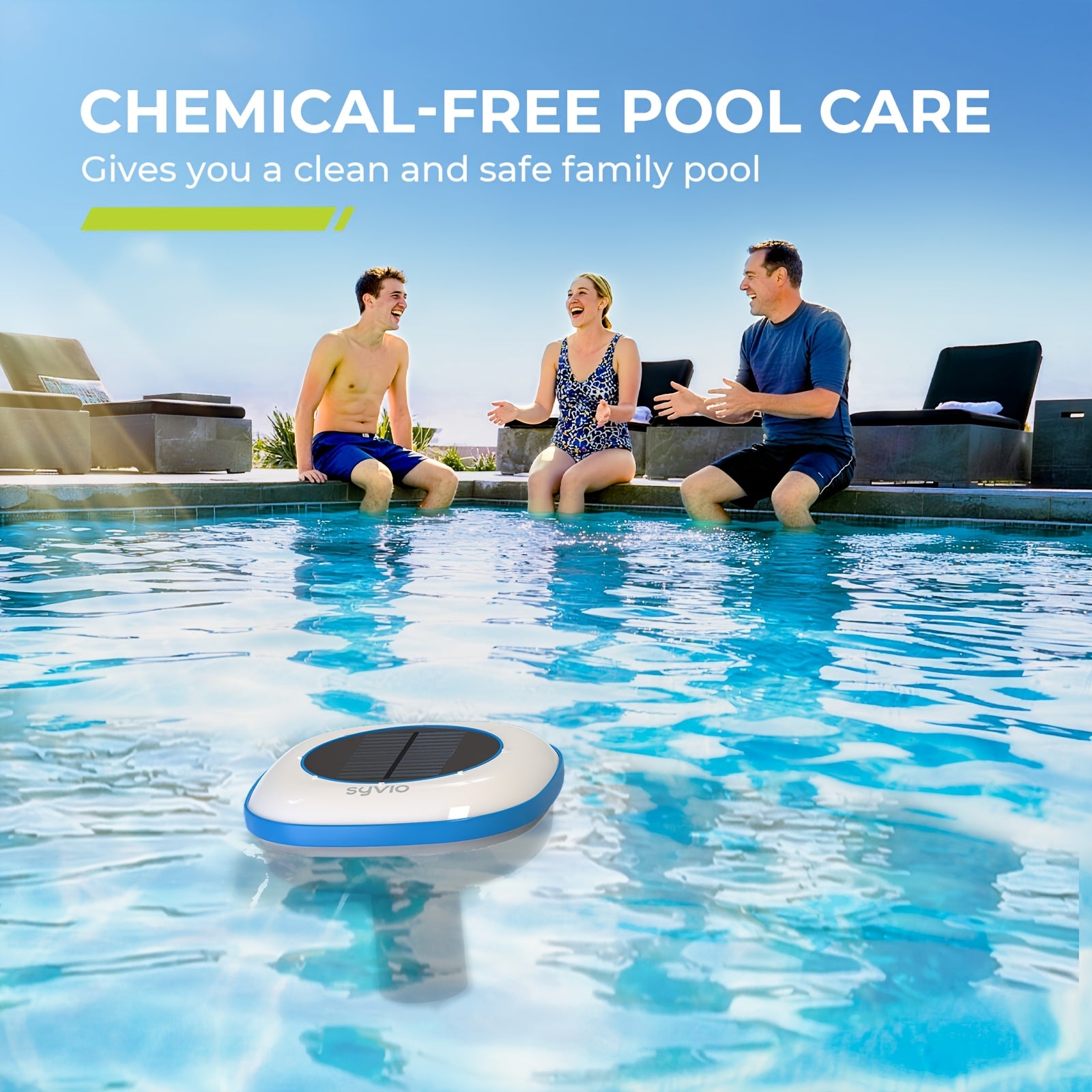 Solar Powered Pool Ionizer - Chemical-Free Floating Water Purifier for Pools Up to 45,000 Gallons - Chlorine Reducer with Brass Parts & Cleaning Brush - Reusable Summer Pool Accessory