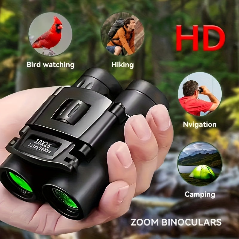 10x25 Pocket Binoculars with Smartphone Adapter Compact Lightweight High-Power Magnification for Bird Watching Hunting Concerts Hiking Travel Camping Adults Kids