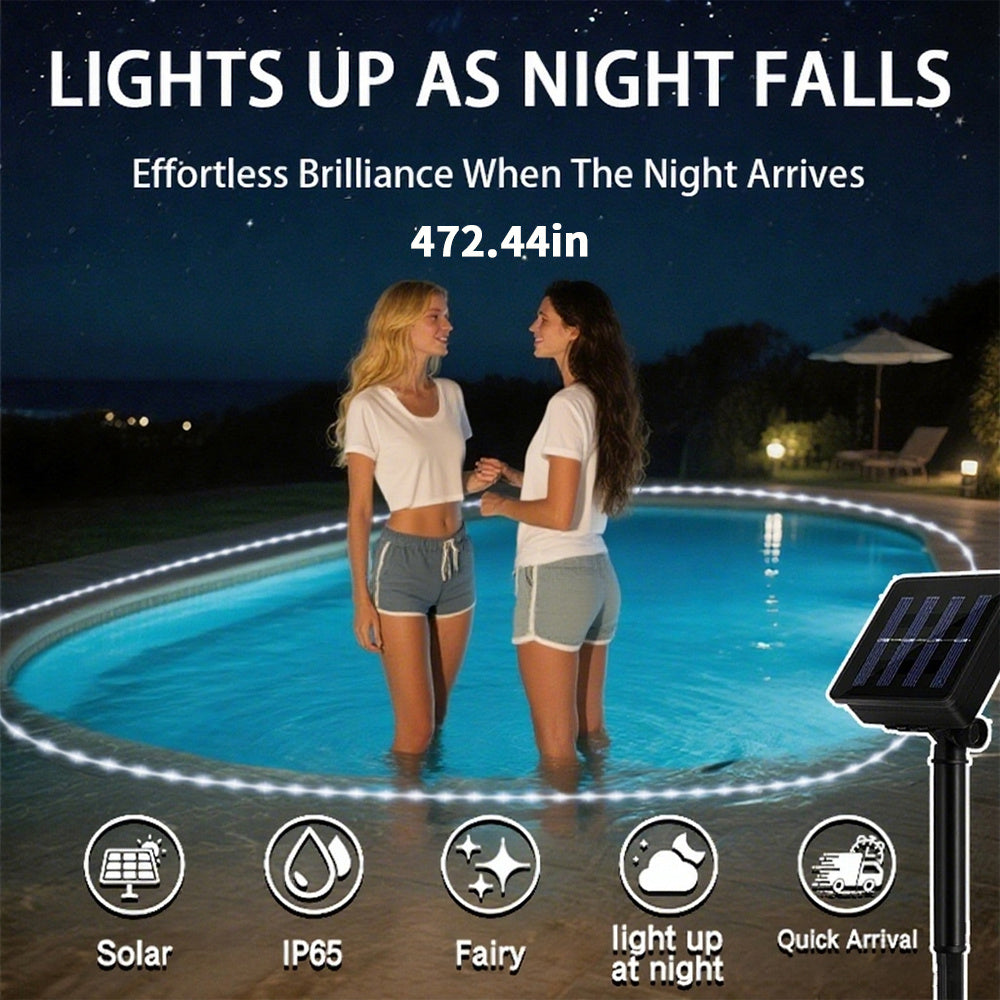 Solar Pool Lights Waterproof LED Rope Lights for Swimming Pool - Auto Brighten at Night - Submersible Garden Decorative String Lights - Holiday Ambient Outdoor Lighting Warm White Cool White Multicolor
