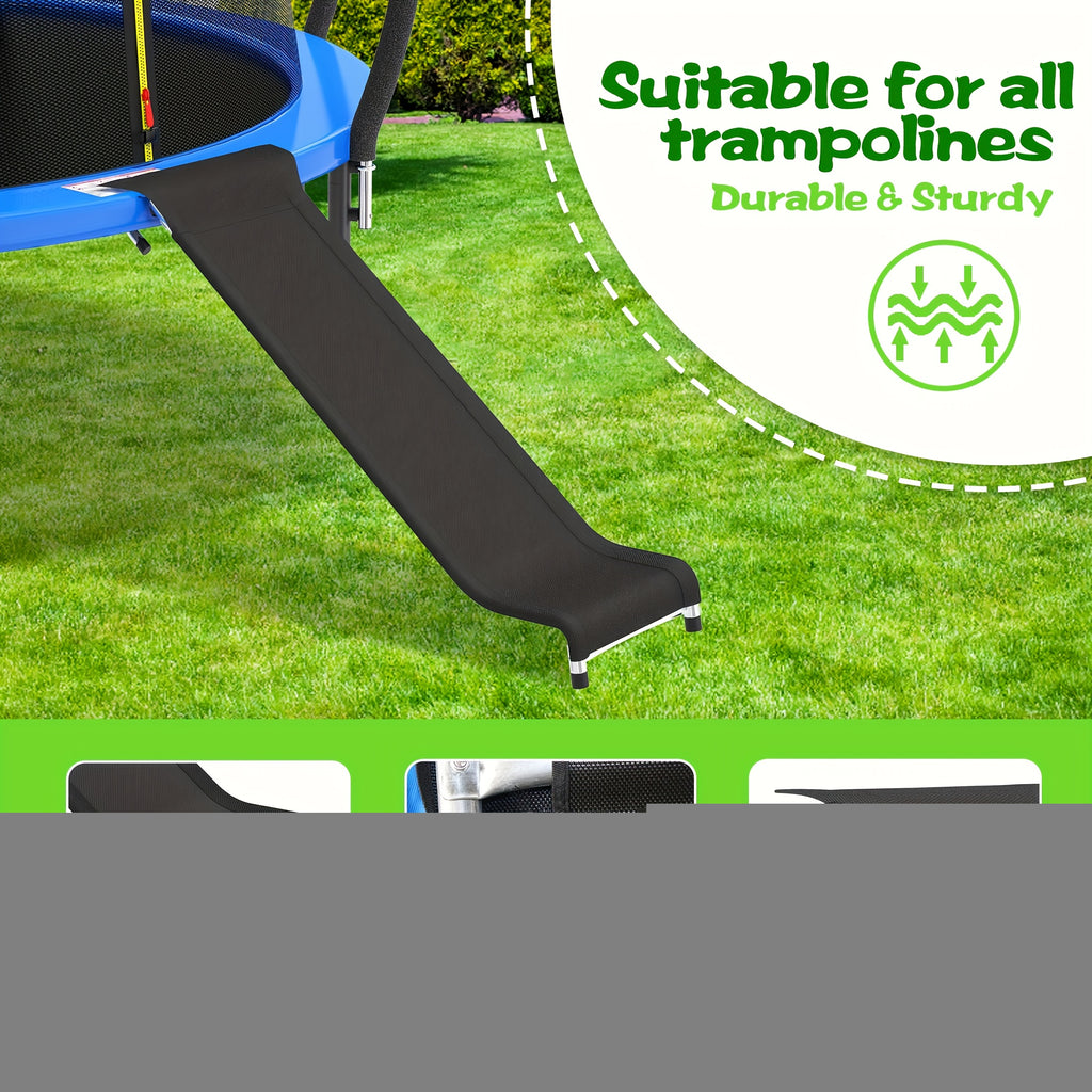 Trampoline Ladder & Slide Kit – 2-Step Wide Safety Ladder with Tear-Resistant Slide, PE & Galvanized Steel, Universal Fit for Trampolines, Ages 14+