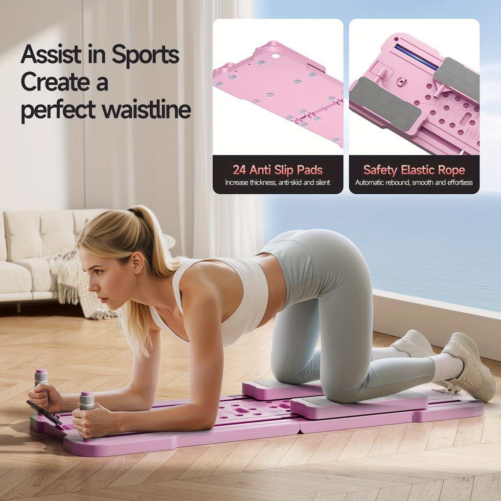 9-in-1 Portable Pilates Reformer Board – Multifunctional Ab Wheel Push-Up Exercise Equipment for Home Gym Full Body Core Training Muscle Toning, Gift for Her Him