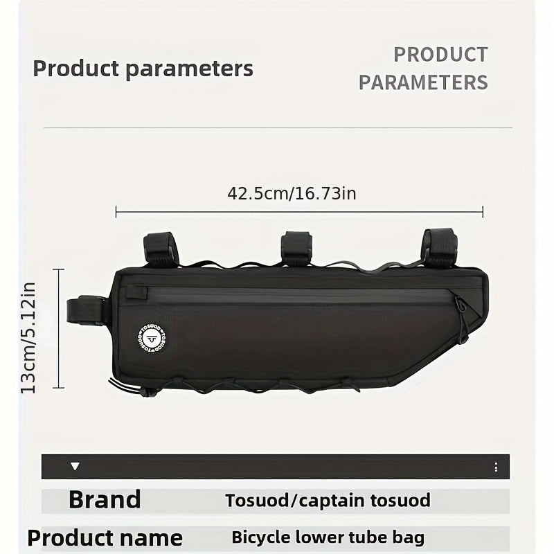 Bike Frame Bag Large Capacity Waterproof Bicycle Triangle Bag for Road Mountain Gravel Bike – Down Tube Front Beam Cycling Storage with Zipper