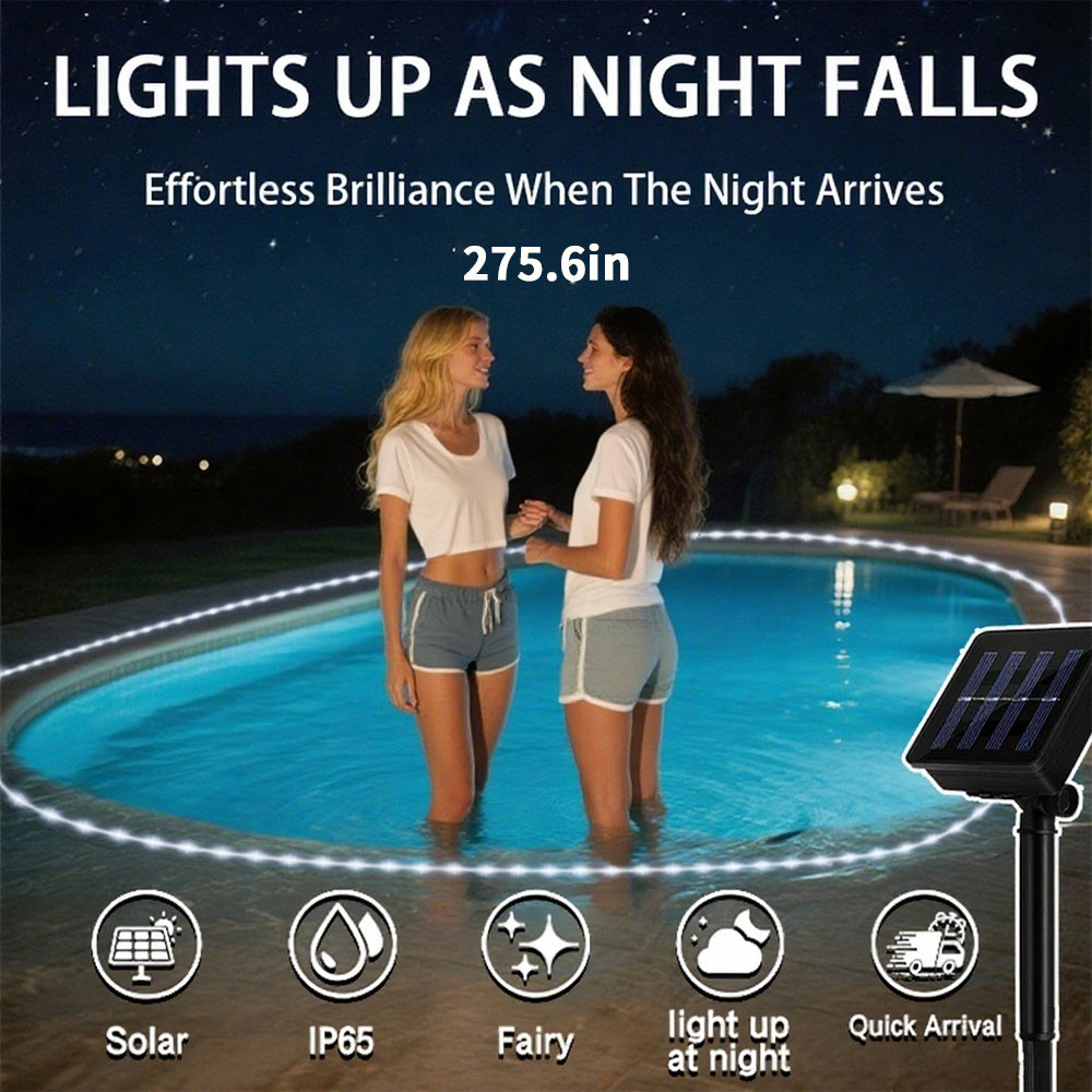 Solar Pool Lights Waterproof LED Rope Lights for Swimming Pool - Auto Brighten at Night - Submersible Garden Decorative String Lights - Holiday Ambient Outdoor Lighting Warm White Cool White Multicolor