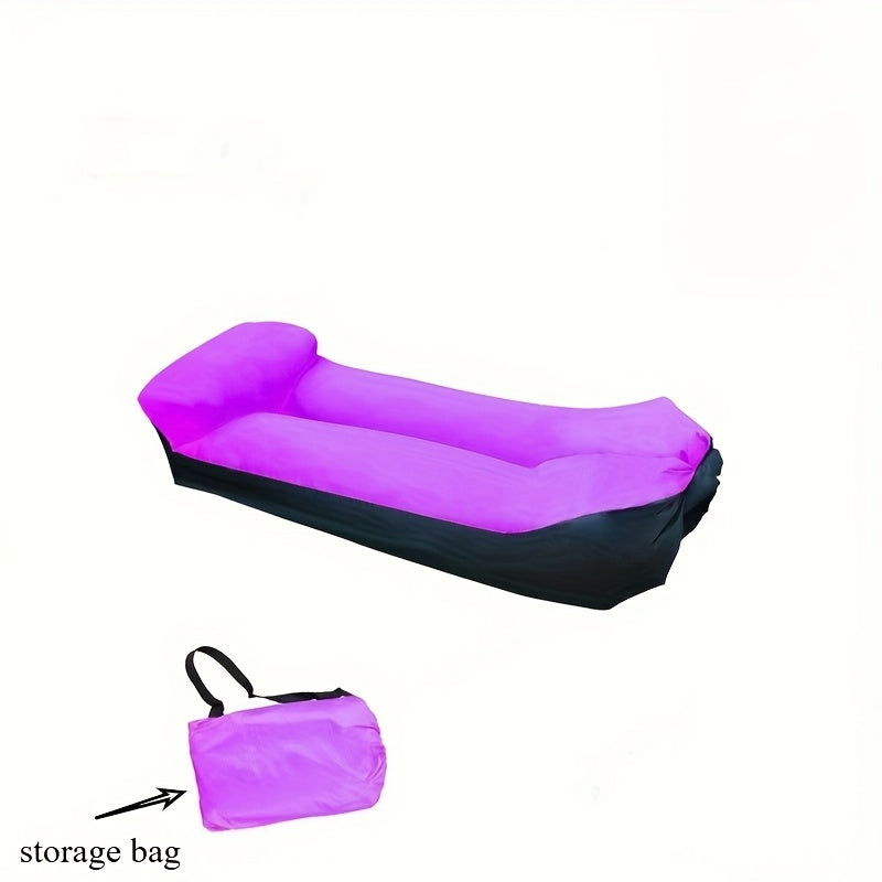Portable Inflatable Camping Sofa Lounger Chair – Quick Inflate Outdoor Recliner for Beach, Backyard & Camping in Blue, Purple, Red & Green