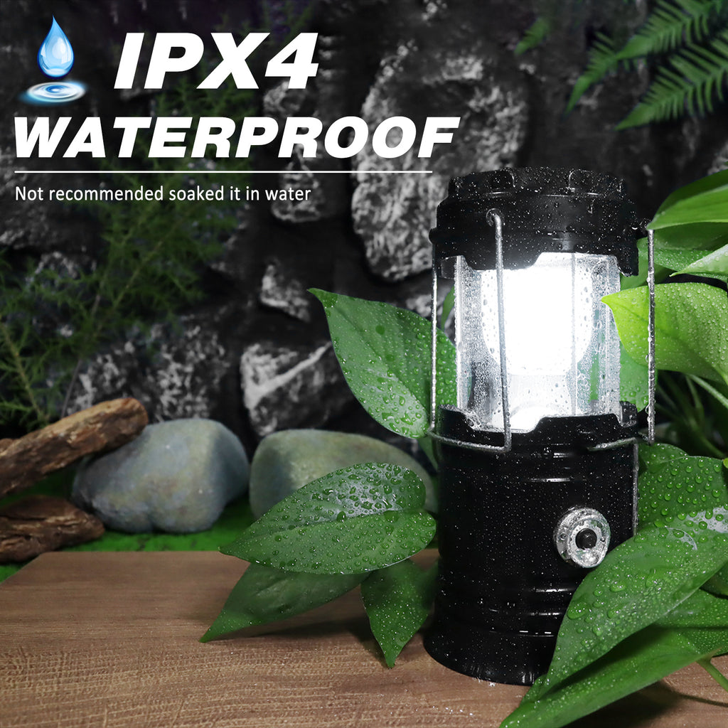 4-Pack Solar Camping Lantern LED Collapsible Rechargeable Flashlight – IPX4 Waterproof Emergency Hanging Light for Camping, Hurricane, Power Outage & Survival Kit, Indoor Outdoor