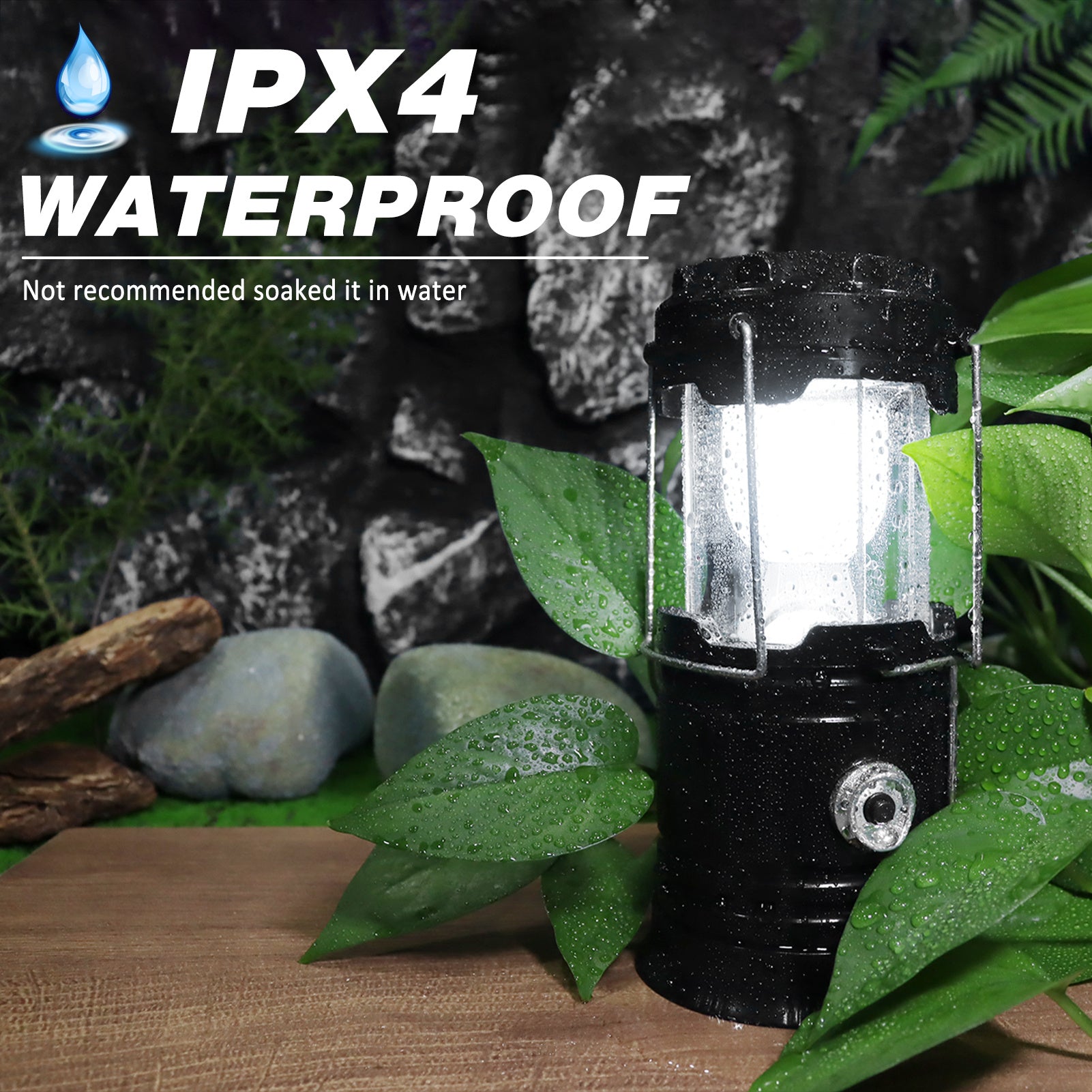 4-Pack Solar Camping Lantern LED Collapsible Rechargeable Flashlight – IPX4 Waterproof Emergency Hanging Light for Camping, Hurricane, Power Outage & Survival Kit, Indoor Outdoor