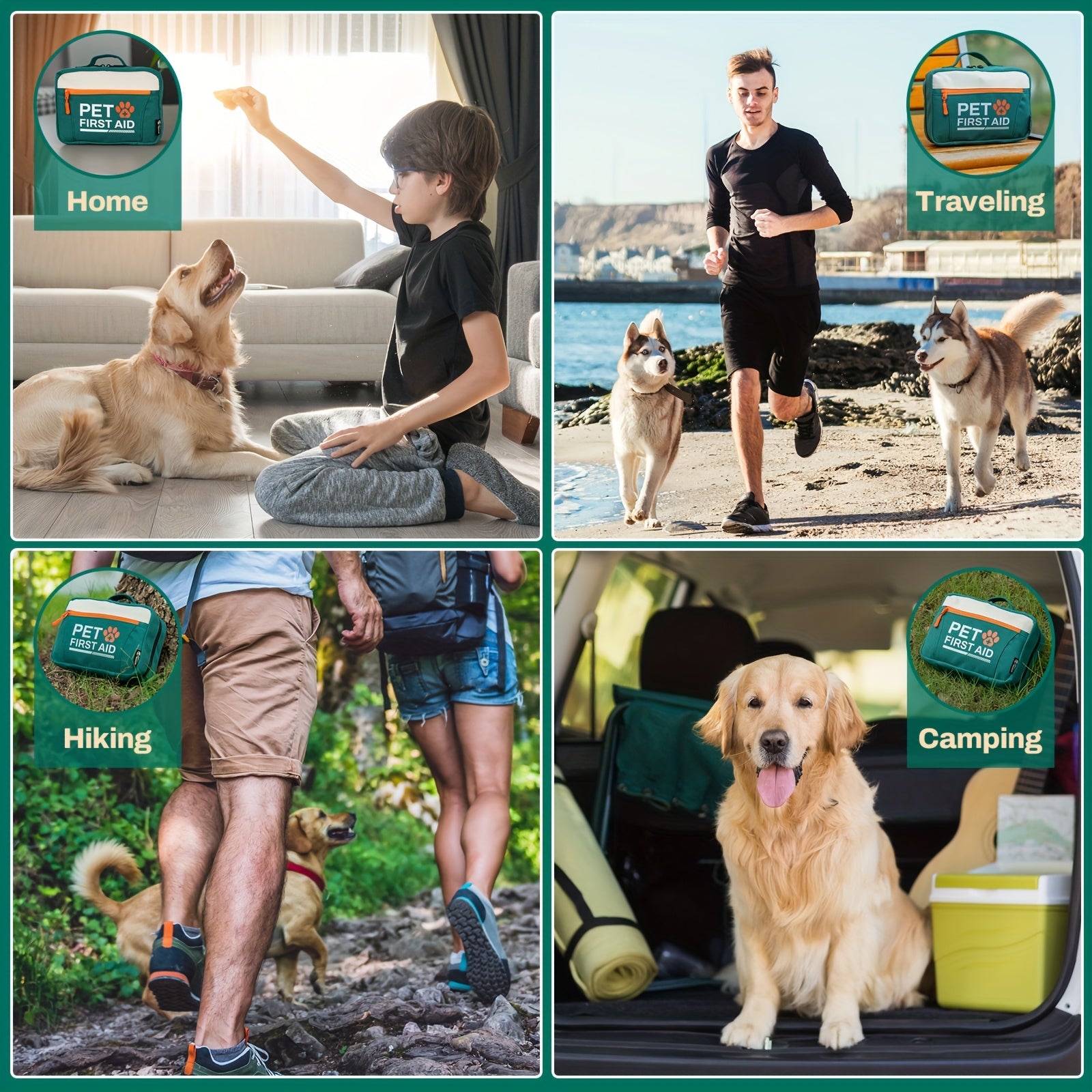 Pet First Aid Kit for Dogs and Cats Emergency Safety Supplies with Disposable Booties for Home Hiking Camping Traveling FSA HSA Eligible