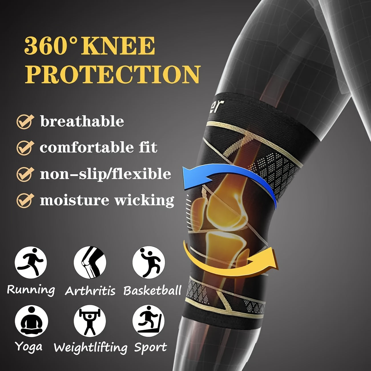 Copper Fiber Compression Sleeve 2 Pack – Elastic Breathable Knee & Elbow Pads for Cycling, Running, Hiking, Fitness & Ball Sports, Closed-Type Joint Support, Sizes S-XL