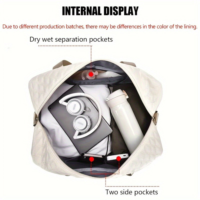 Travel Gym Duffel Bag – Dry Wet Separation Compartment, Double-Sided Pockets, Shoulder & Crossbody Carry for Weekend Trips, Gym & Outdoor | Small & Large | Black, Beige, Pink, Blue