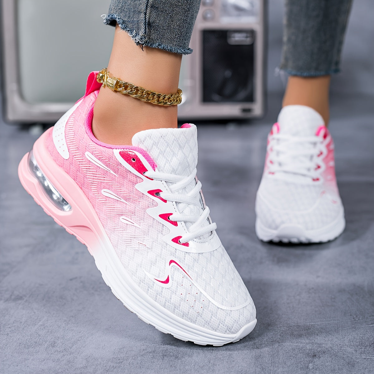 Women's Air Cushion Running Shoes Lightweight Breathable Sneakers – Non-Slip Mesh Tennis Shoes for Women Gym Workout Walking, Arch Support, Sizes 35-43, Pink Purple Black