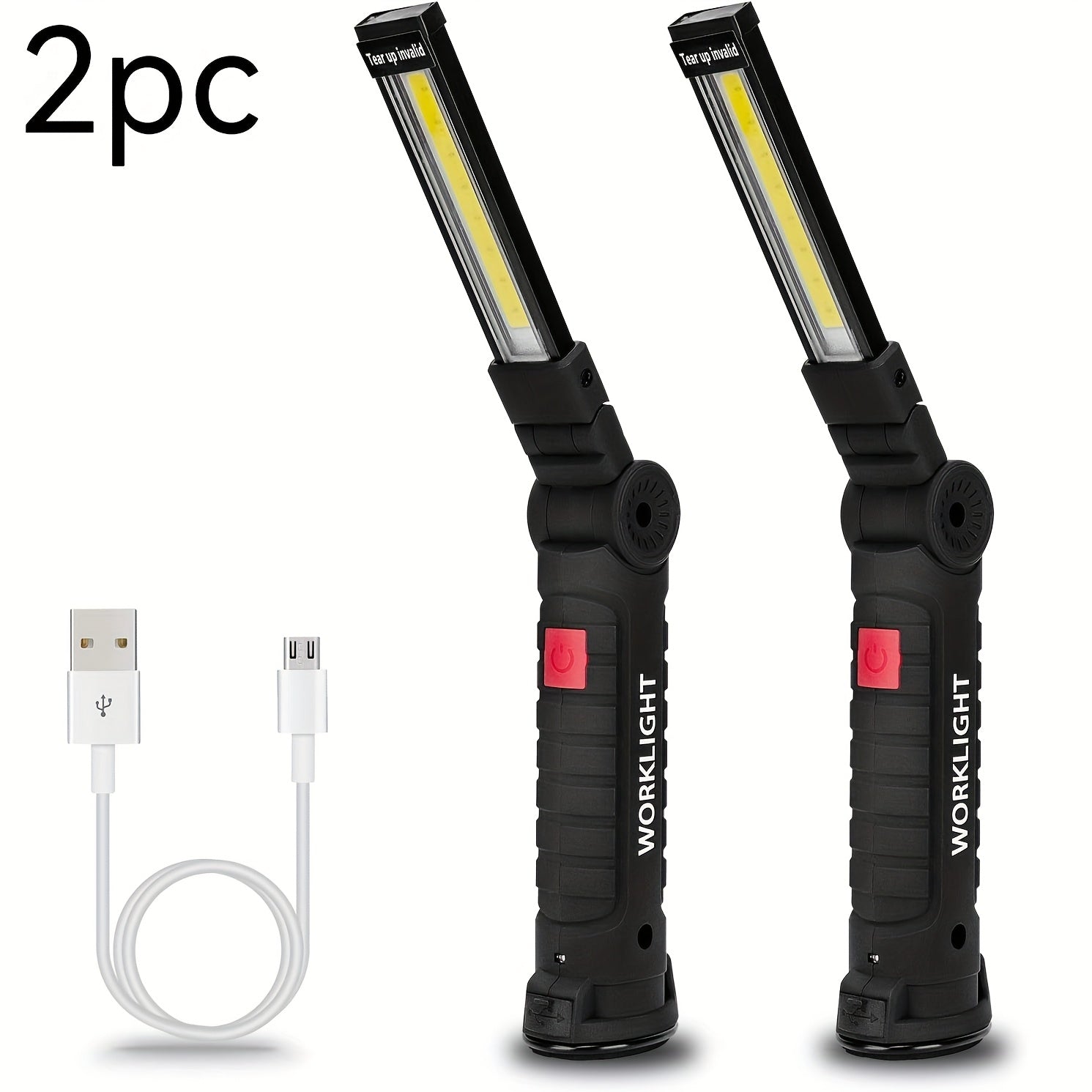 COB LED Rechargeable Work Light 1000 Lumens Portable Hanging Camping Lamp – 5 Brightness Modes 200M Beam Built-In Battery 2-10 Pack