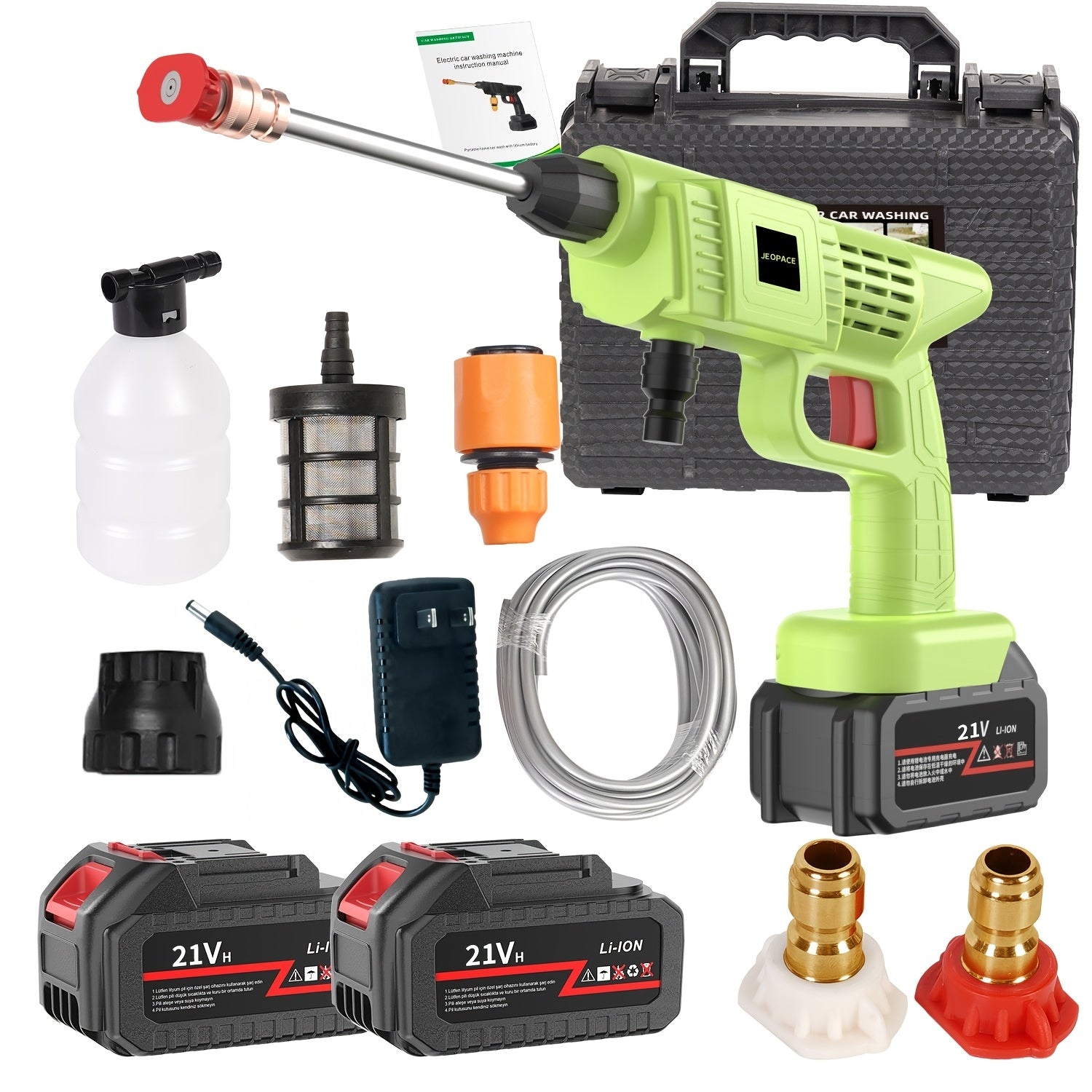 Cordless High Pressure Car Wash Gun - Portable Rechargeable Lithium Battery Foam Spray Washer with Adjustable Nozzle, Car Washing Garden Cleaning Tool, Multiple Bundle Options