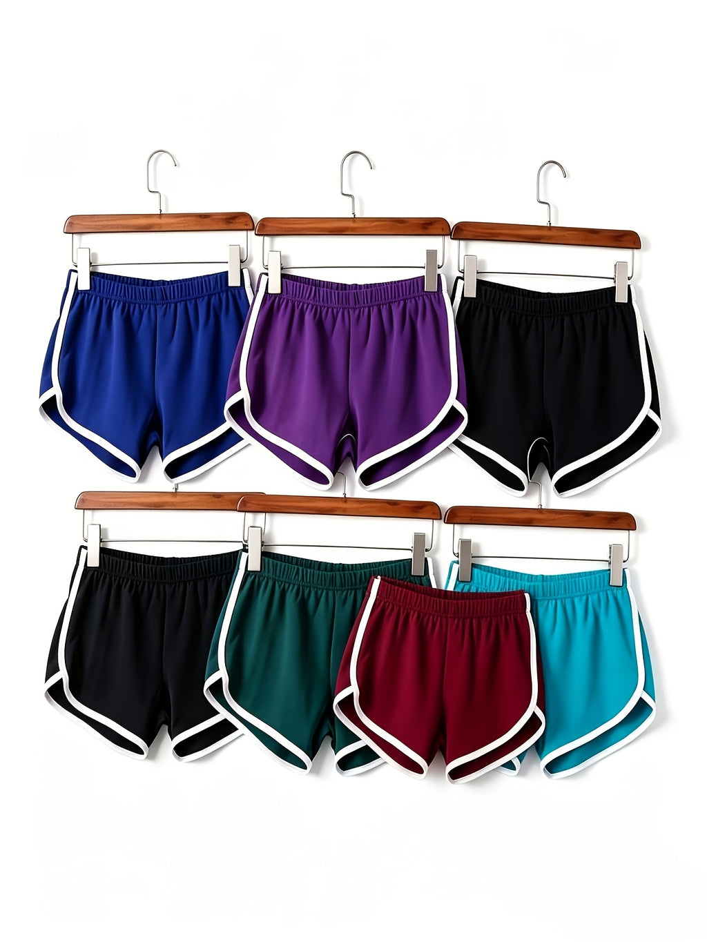 4 Pack Women's Retro Dolphin Shorts Mixed Colors – Breathable Casual Sports Shorts with White Piping & Elastic Waist for Running Gym Yoga Lounge S M L XL XXL